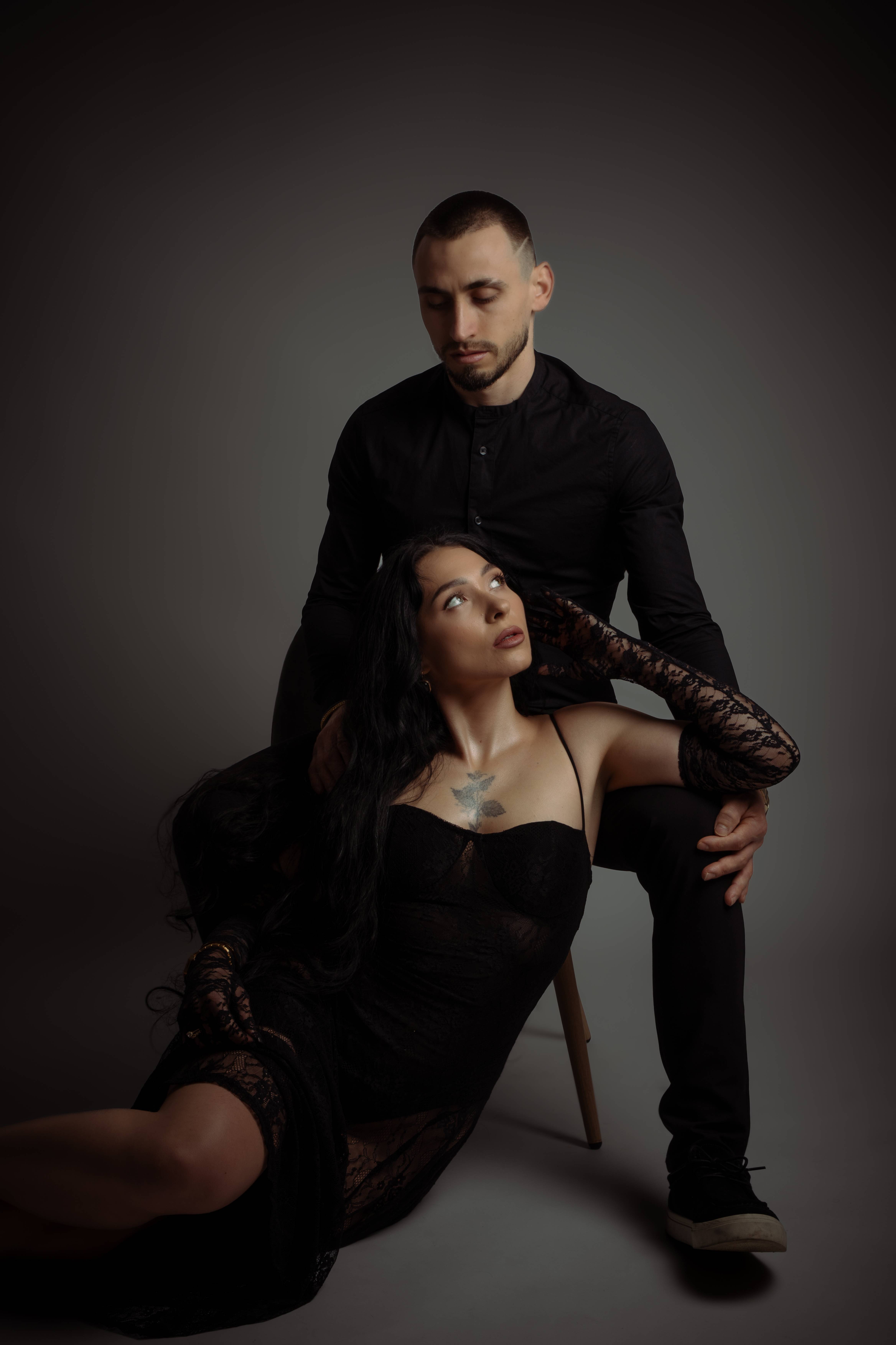 Couple in an intimate, cinematic love-story portrait